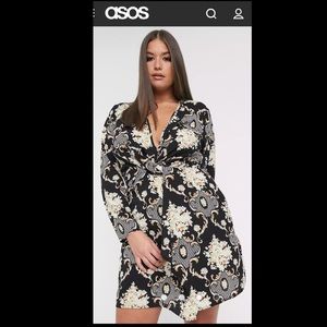 ASOS Missguided Twist Front Mini dress scarf print